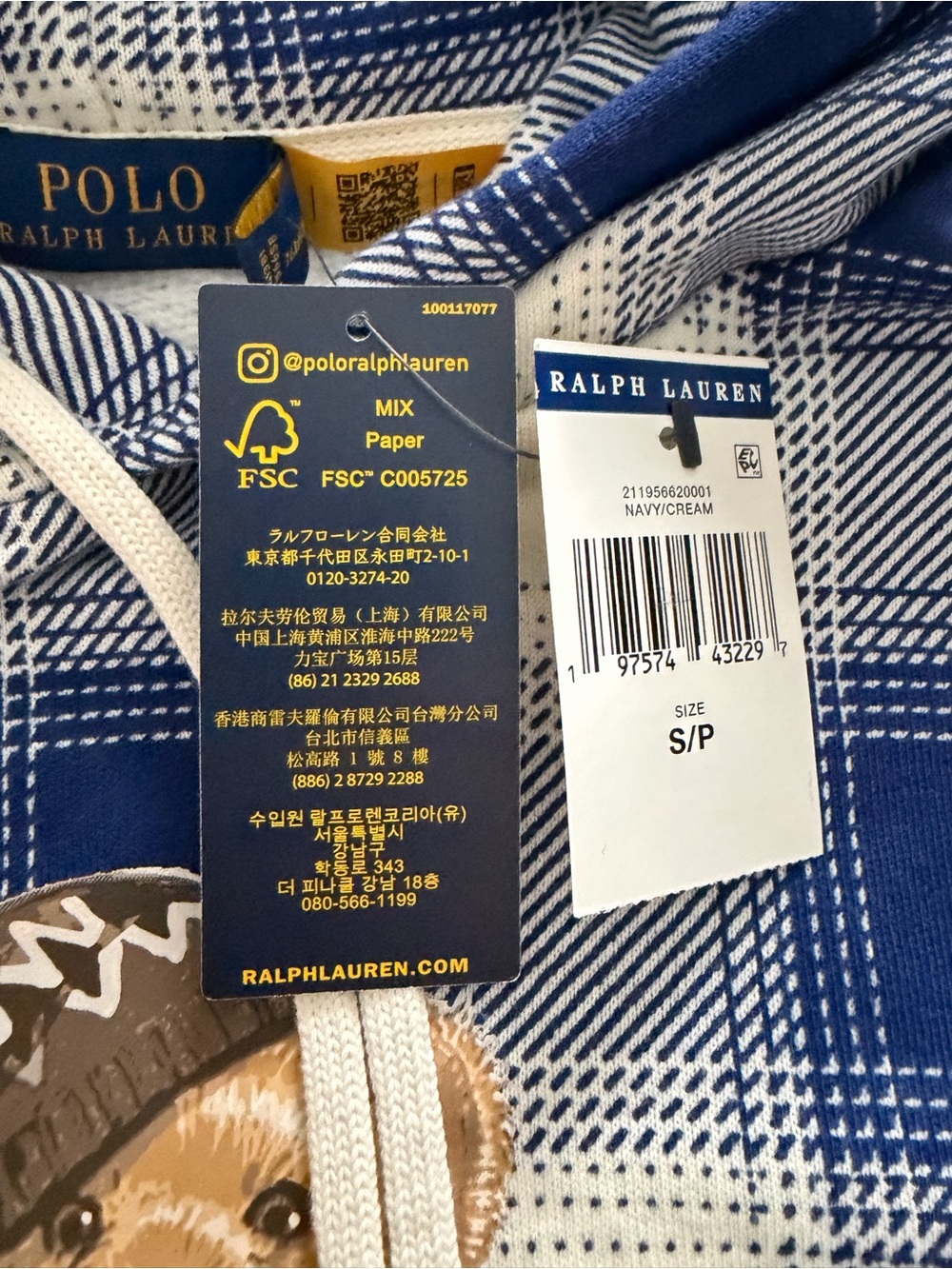 Polo Ralph Lauren Women’s Plaid Polo Bear Hoodie - Picture 9 of 14